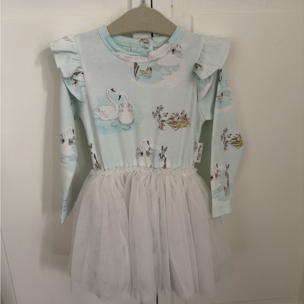NWT! Aster & Oak Swan Dress with matching Headband